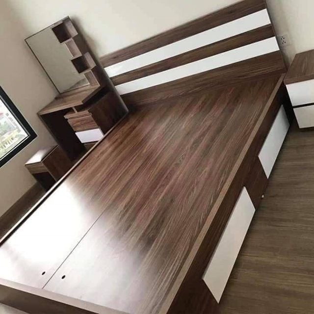 giường ngủ gỗ công nghiệp melamine ngăn kéo